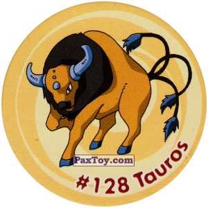 PaxToy.com  Фишка / POG / CAP / Tazo 134 Tauros #128 из Nintendo: Caps Pokemon 3 (Green)
