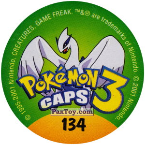 PaxToy.com - Фишка / POG / CAP / Tazo 134 Tauros #128 (Сторна-back) из Nintendo: Caps Pokemon 3 (Green)