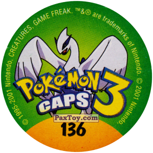 PaxToy.com - Фишка / POG / CAP / Tazo 136 Gyrodos #130 (Сторна-back) из Nintendo: Caps Pokemon 3 (Green)