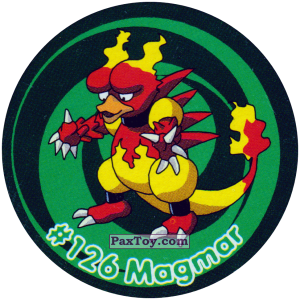 PaxToy.com  Фишка / POG / CAP / Tazo 132 Magmar #126 из Nintendo: Caps Pokemon 3 (Green)