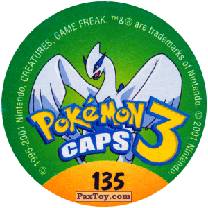 PaxToy.com - 135 Magikarp #129 (Сторна-back) из Nintendo: Caps Pokemon 3 (Green)