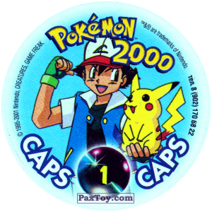 PaxToy.com - 001 Blastoise #009 (Сторна-back) из Nintendo: Caps Pokemon 2000 (Blue)