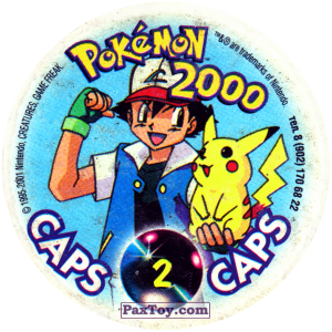PaxToy.com - 002 Wartortle #008 (Сторна-back) из Nintendo: Caps Pokemon 2000 (Blue)
