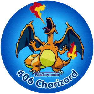 PaxToy.com  Фишка / POG / CAP / Tazo 004 Charizard #006 из Nintendo: Caps Pokemon 2000 (Blue)