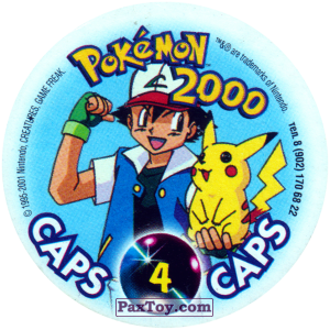 PaxToy.com - 004 Charizard #006 (Сторна-back) из Nintendo: Caps Pokemon 2000 (Blue)