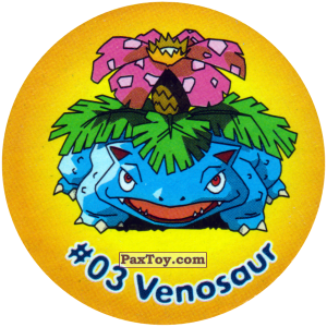 PaxToy.com  Фишка / POG / CAP / Tazo 007 Venosaur #003 из Nintendo: Caps Pokemon 2000 (Blue)