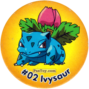 PaxToy.com  Фишка / POG / CAP / Tazo 008 Ivysaur #002 из Nintendo: Caps Pokemon 2000 (Blue)