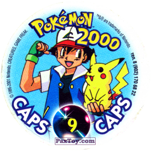 PaxToy.com - 009 Bulbasaur #001 (Сторна-back) из Nintendo: Caps Pokemon 2000 (Blue)