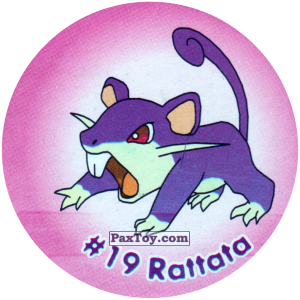 PaxToy.com  Фишка / POG / CAP / Tazo 010 Rattata #019 из Nintendo: Caps Pokemon 2000 (Blue)