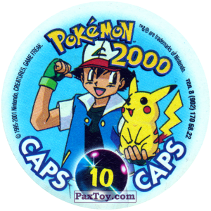 PaxToy.com - Фишка / POG / CAP / Tazo 010 Rattata #019 (Сторна-back) из Nintendo: Caps Pokemon 2000 (Blue)