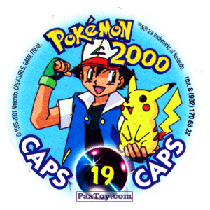 PaxToy.com - 019 Caterpie #010 (Сторна-back) из Nintendo: Caps Pokemon 2000 (Blue)