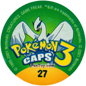 PaxToy.com - 027 Pikachu #025 (Green-Light Green) (Сторна-back) из Nintendo: Caps Pokemon 3 (Green)