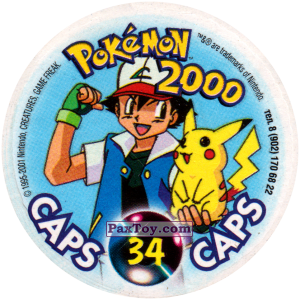 PaxToy.com - 034 Sandshrew #027 (Сторна-back) из Nintendo: Caps Pokemon 2000 (Blue)