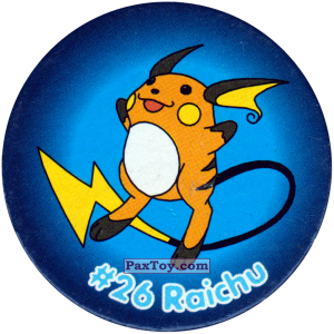PaxToy.com  Фишка / POG / CAP / Tazo 035 Raichu #026 из Nintendo: Caps Pokemon 2000 (Blue)