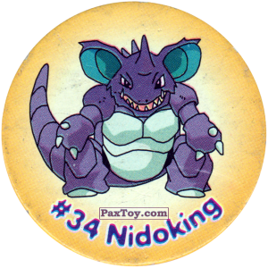 PaxToy.com  Фишка / POG / CAP / Tazo 046 Nidoking #034 из Nintendo: Caps Pokemon 2000 (Blue)
