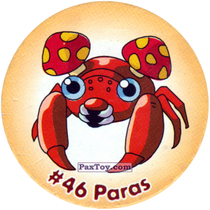 PaxToy.com  Фишка / POG / CAP / Tazo 053 Paras #046 из Nintendo: Caps Pokemon 2000 (Blue)