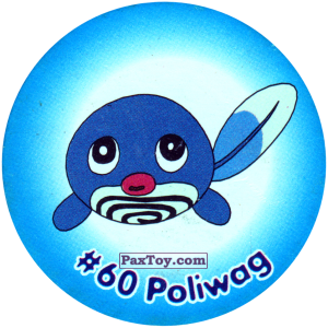 PaxToy.com  Фишка / POG / CAP / Tazo 058 Poliwag #060 из Nintendo: Caps Pokemon 2000 (Blue)