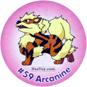 PaxToy.com  Фишка / POG / CAP / Tazo 059 Arcanine #059 из Nintendo: Caps Pokemon 2000 (Blue)