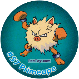 PaxToy.com  Фишка / POG / CAP / Tazo 061 Primeape #057 из Nintendo: Caps Pokemon 2000 (Blue)