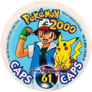 PaxToy.com - Фишка / POG / CAP / Tazo 061 Primeape #057 (Сторна-back) из Nintendo: Caps Pokemon 2000 (Blue)