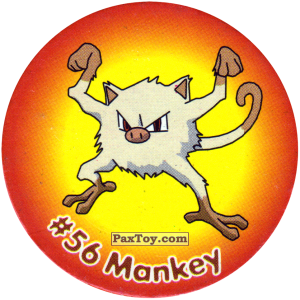 PaxToy.com  Фишка / POG / CAP / Tazo 062 Mankey #056 из Nintendo: Caps Pokemon 2000 (Blue)