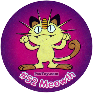 PaxToy.com  Фишка / POG / CAP / Tazo 066 Meowth #052 из Nintendo: Caps Pokemon 2000 (Blue)