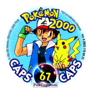 PaxToy.com - 067 Weepinbell #070 (Сторна-back) из Nintendo: Caps Pokemon 2000 (Blue)