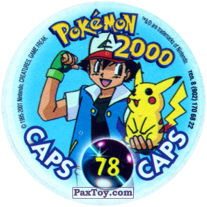 PaxToy.com - 078 Rapidash #078 (Сторна-back) из Nintendo: Caps Pokemon 2000 (Blue)