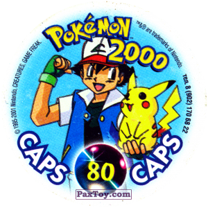 PaxToy.com - Фишка / POG / CAP / Tazo 080 Golem #076 (Сторна-back) из Nintendo: Caps Pokemon 2000 (Blue)