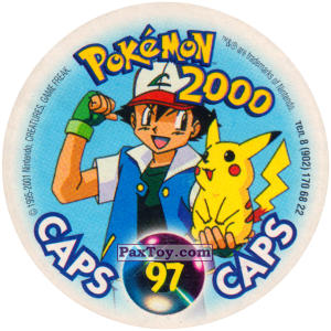 PaxToy.com - Фишка / POG / CAP / Tazo 097 Hypno #097 (Сторна-back) из Nintendo: Caps Pokemon 2000 (Blue)