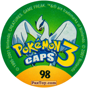 PaxToy.com - Фишка / POG / CAP / Tazo 098 Gastly #092 (Сторна-back) из Nintendo: Caps Pokemon 3 (Green)