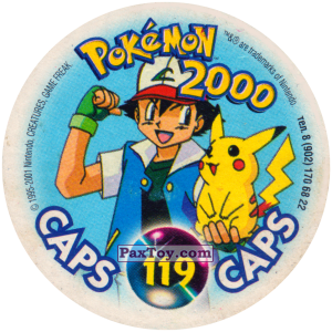 PaxToy.com - Фишка / POG / CAP / Tazo 119 Chansey #113 (Сторна-back) из Nintendo: Caps Pokemon 2000 (Blue)