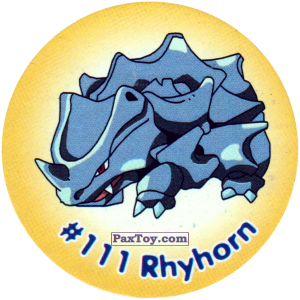 PaxToy.com  Фишка / POG / CAP / Tazo 121 Rhyhorn #111 из Nintendo: Caps Pokemon 2000 (Blue)