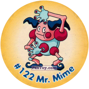 PaxToy.com  Фишка / POG / CAP / Tazo 129 Mr. Mime #122 из Nintendo: Caps Pokemon 2000 (Blue)