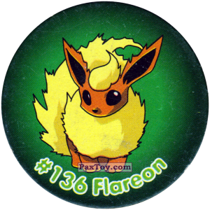 PaxToy.com  Фишка / POG / CAP / Tazo 134 Flareon #136 из Nintendo: Caps Pokemon 2000 (Blue)