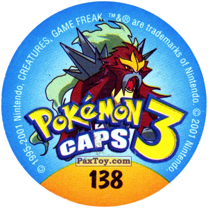 PaxToy.com - Фишка / POG / CAP / Tazo 138 Крутой Пикачу (Сторна-back) из Nintendo: Caps Pokemon 3 (Green)