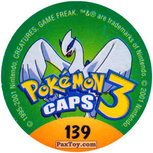 PaxToy.com - Фишка / POG / CAP / Tazo 139 Eevee #133 (Сторна-back) из Nintendo: Caps Pokemon 3 (Green)