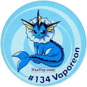 PaxToy.com  Фишка / POG / CAP / Tazo 140 Vaporeon #134 из Nintendo: Caps Pokemon 3 (Green)