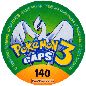 PaxToy.com - Фишка / POG / CAP / Tazo 140 Vaporeon #134 (Сторна-back) из Nintendo: Caps Pokemon 3 (Green)