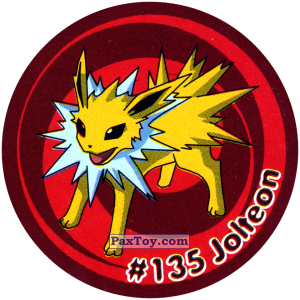 PaxToy.com  Фишка / POG / CAP / Tazo 141 Jolteon #135 из Nintendo: Caps Pokemon 3 (Green)