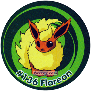 PaxToy.com 142 Flareon #136 из Nintendo: Caps Pokemon 3 (Green)