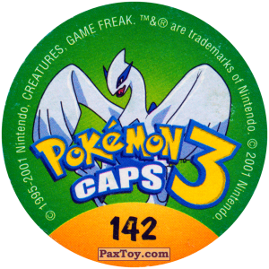PaxToy.com - Фишка / POG / CAP / Tazo 142 Flareon #136 (Сторна-back) из Nintendo: Caps Pokemon 3 (Green)