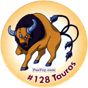 PaxToy.com  Фишка / POG / CAP / Tazo 142 Tauros #128 из Nintendo: Caps Pokemon 2000 (Blue)