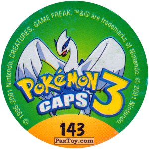 PaxToy.com - Фишка / POG / CAP / Tazo 143 Porygon #137 (Сторна-back) из Nintendo: Caps Pokemon 3 (Green)