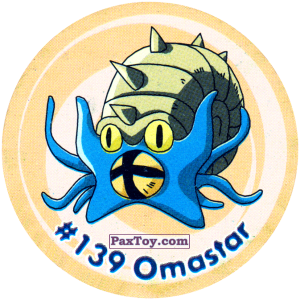 PaxToy.com  Фишка / POG / CAP / Tazo 145 Omastar #139 из Nintendo: Caps Pokemon 3 (Green)