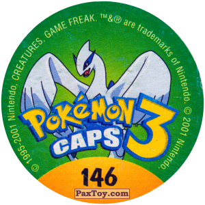 PaxToy.com - 146 Kabuto #140 (Сторна-back) из Nintendo: Caps Pokemon 3 (Green)