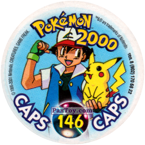 PaxToy.com - 146 Snorlax #143 (Сторна-back) из Nintendo: Caps Pokemon 2000 (Blue)