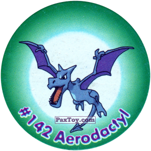 PaxToy.com  Фишка / POG / CAP / Tazo 147 Aerodactyl #142 из Nintendo: Caps Pokemon 2000 (Blue)