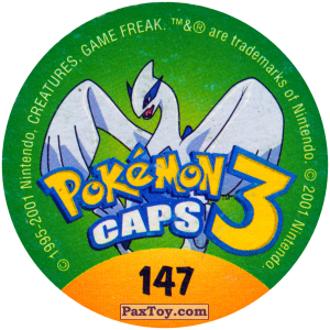 PaxToy.com - 147 Kabutops #141 (Сторна-back) из Nintendo: Caps Pokemon 3 (Green)