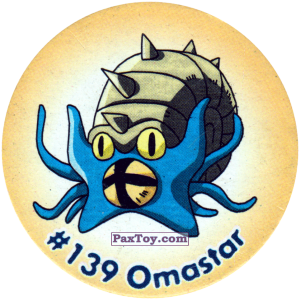 PaxToy.com  Фишка / POG / CAP / Tazo 150 Omastar #139 из Nintendo: Caps Pokemon 2000 (Blue)